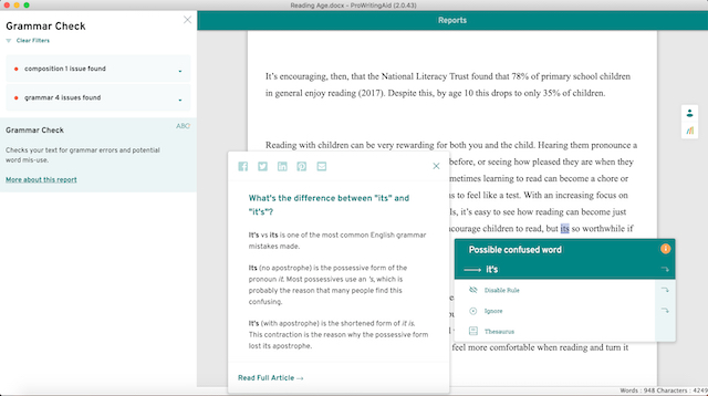 ProWritingAid Editing Tool