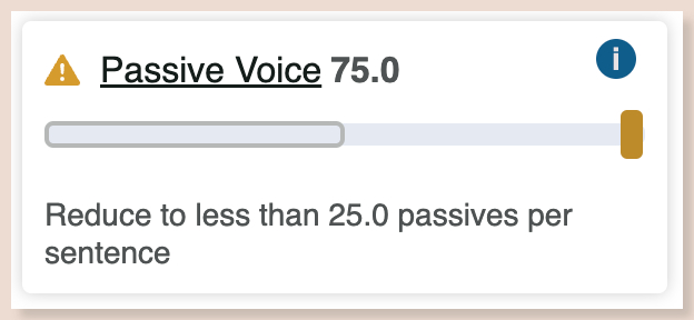 Use of Passive Voice is above target