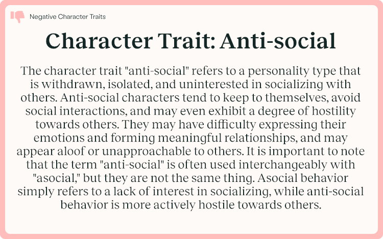 Character Trait Anti-social