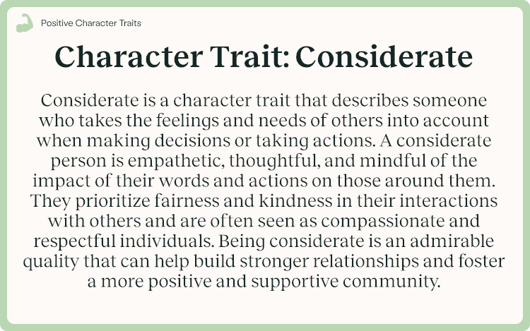 Character Trait Considerate