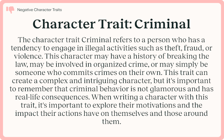 Character Trait Criminal