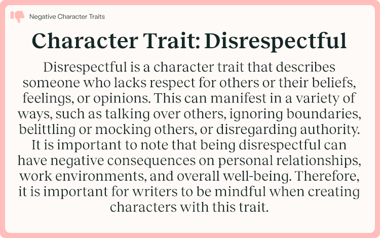 Character Trait Disrespectful