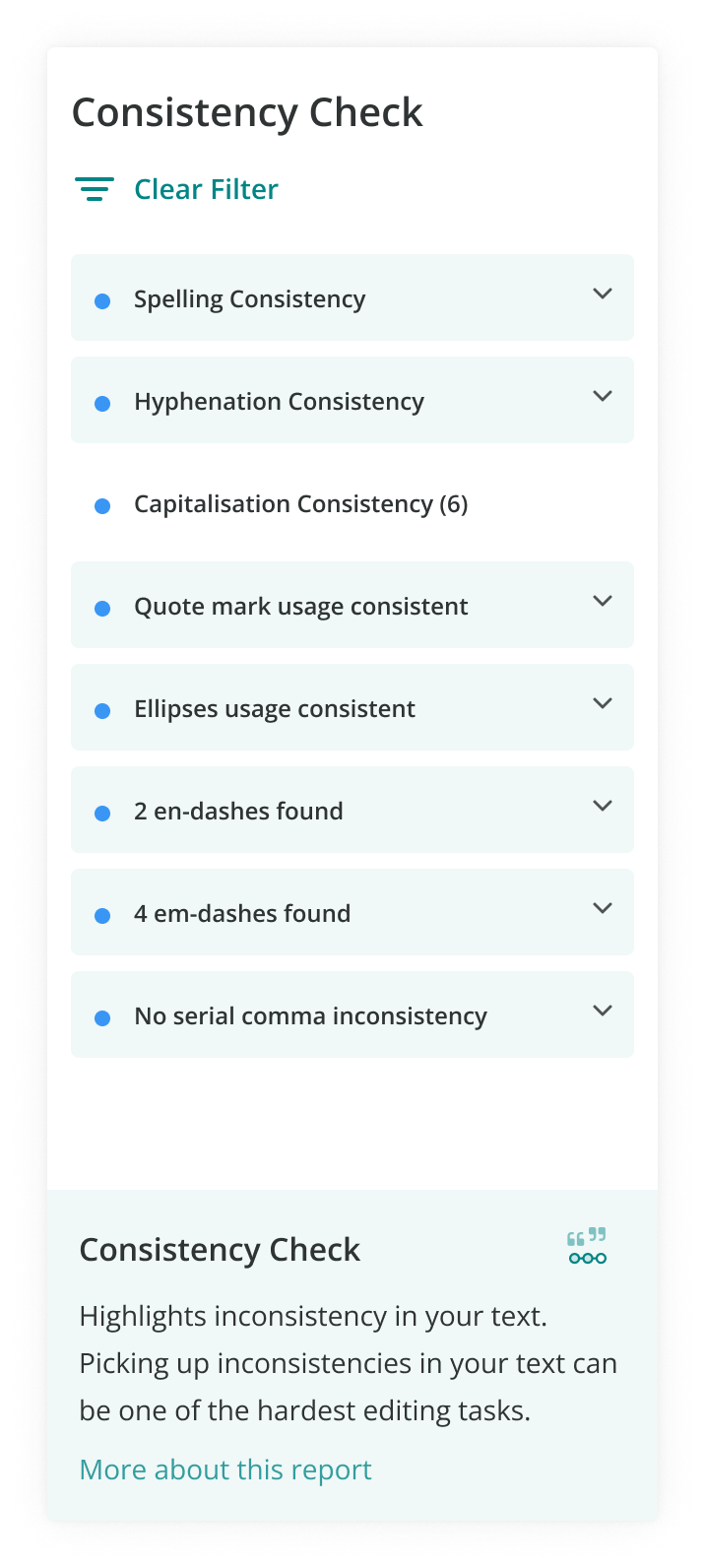 ProWritingAid's Consistency Check